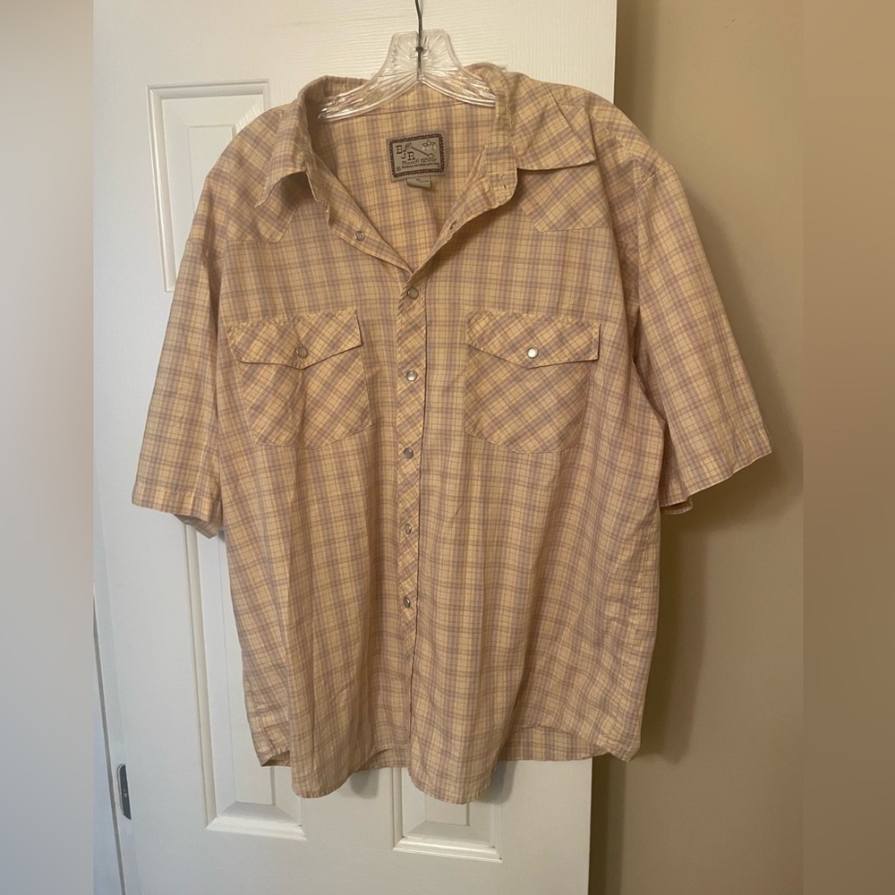 BJR Ranch Wear Mens XL Short Sleeve Pearl Button Down Shirt